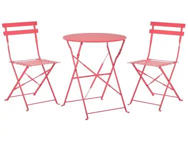 Bistro Set Folding FIORI Metal Red - Garden & Balcony