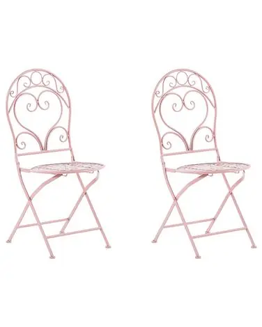 Set of 2 Garden Chairs ALBINIA Metal Pink - Garden & Balcony