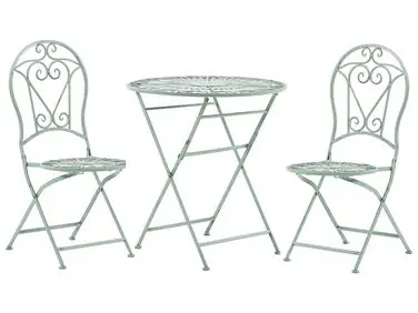 Bistro Set Folding TRENTO Metal Light Green - Garden & Balcony