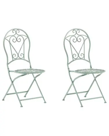 Set of 2 Garden Chairs TRENTO Metal Light Green - Garden & Balcony