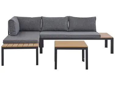 Garden Corner Sofa with Table 4 Seater PIENZA II Right Hand Grey Modular - Garden & Balcony