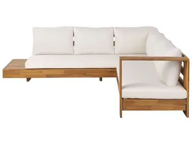 Garden Corner Sofa 5 Seater MARETTIMO Left Hand Off-White Certified Acacia Wood