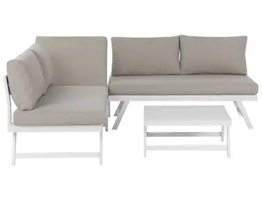 Garden Corner Sofa with Table 5 Seater COCCORINO Taupe Metal - Garden & Balcony