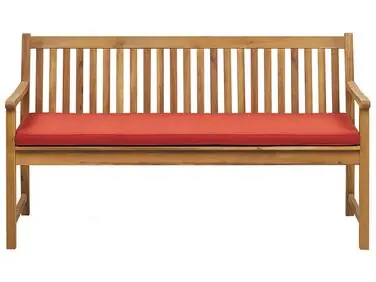 Banco de jardín con cojín VIVARA 160 cm Madera de acacia certificada Fresno claro Rojo oscuro - Jardín y balcón