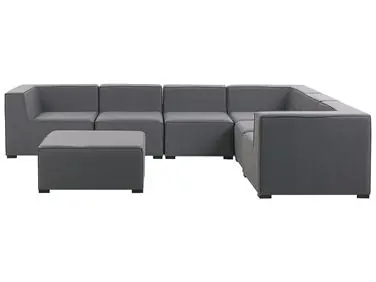 Garden Corner Sofa with Ottoman 7 Seater AREZZO Left Hand Grey Modular - Garden & Balcony