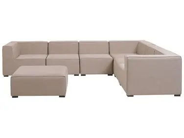 Sofá esquinero de jardín con otomana 7 plazas AREZZO Izquierda Beige modular - Jardín y balcón