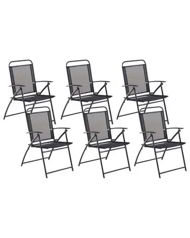 Set of 6 Garden Chairs LIVO Metal Black - Garden & Balcony