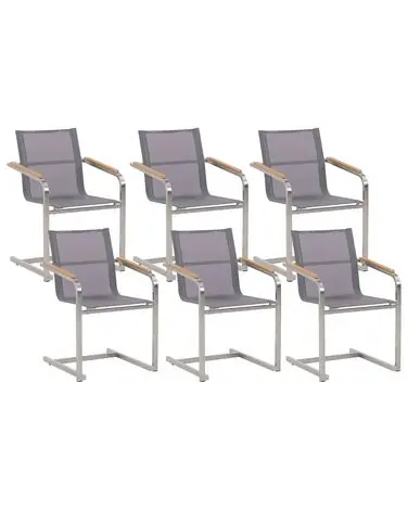 Set of 6 Garden Chairs COSOLETO Stainless Steel Grey - Garden & Balcony