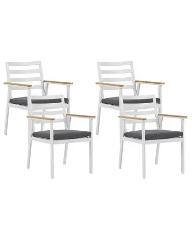 Conjunto de 4 sillas de jardín con cojines CAVOLI Metal Gris - Jardín y balcón
