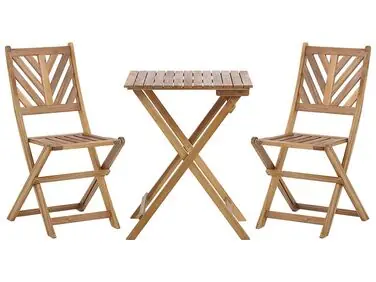 Bistro Set Folding TERNI Acacia Wood Brown - Garden & Balcony