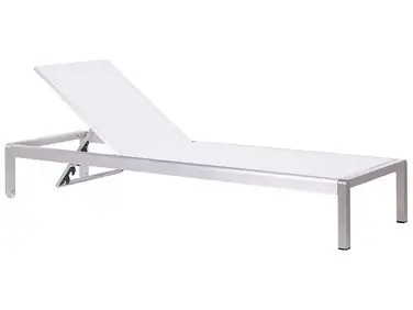 Sun Lounger FOSSATO Reclining Metal White - Garden & Balcony