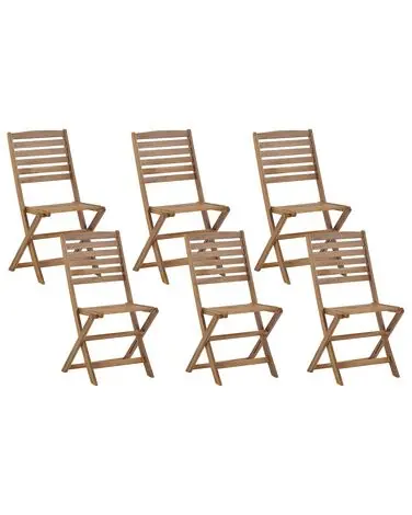 Set of 6 Garden Chairs TOLVE Acacia Wood Brown - Garden & Balcony