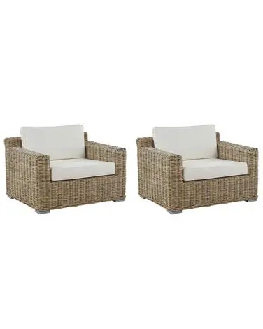 Conjunto de 2 sillones de jardín ARDEA Ratán Marrón claro - Jardín y balcón