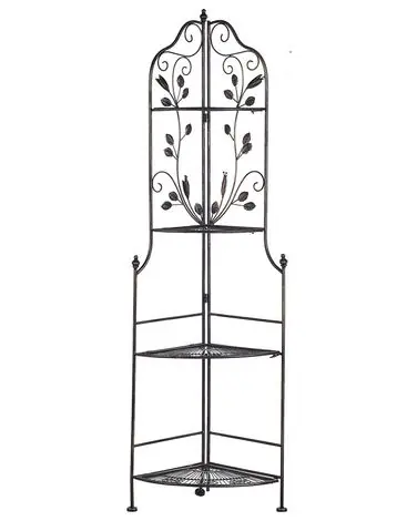 Corner Shelving Unit SIDERNO Metal 158 cm 35 cm Black - Garden & Balcony