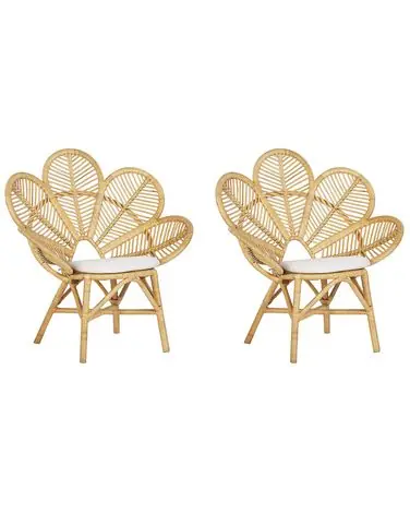 Set of 2 Peacock Chairs FLORENTINE Rattan Natural - Garden & Balcony