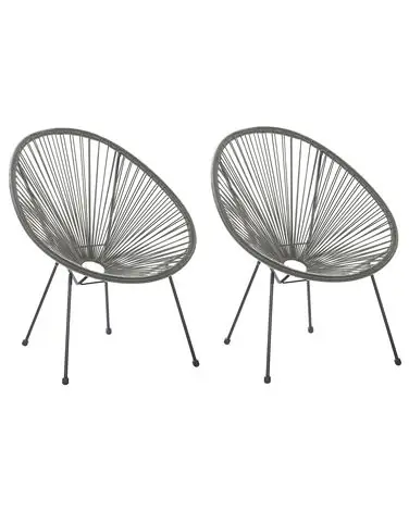 Conjunto de 2 sillas de jardín ACAPULCO II Ratán sintético Gris oscuro - Jardín y balcón