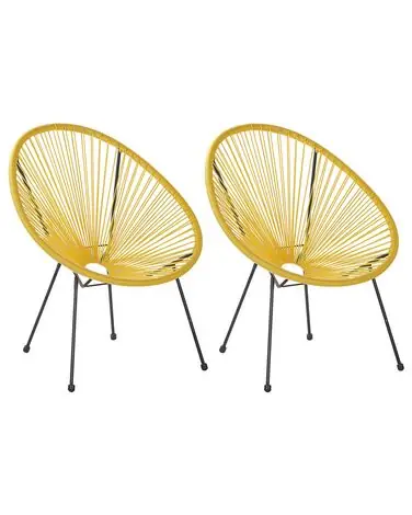 Set of 2 Garden Chairs ACAPULCO II PE Rattan Yellow - Garden & Balcony
