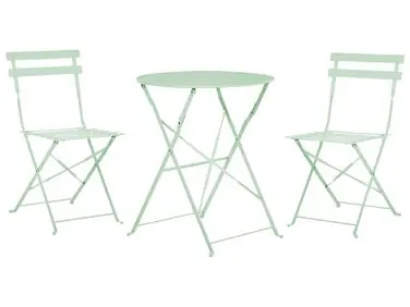 Bistro Set Folding FIORI Metal Mint Green - Garden & Balcony