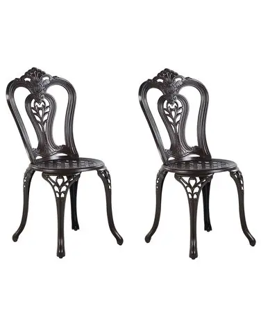 Set of 2 Garden Chairs BOVINO Metal Dark Brown - Garden & Balcony