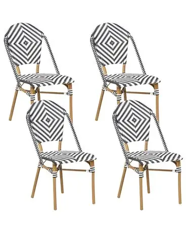 Set of 4 Chairs RIFREDDO PE Rattan Black/ White - Garden & Balcony