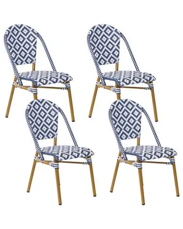 Set of 4 Garden Chairs RIFREDDO PE Rattan Blue - Garden & Balcony
