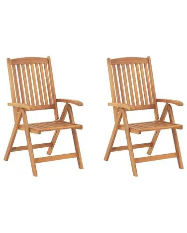 Set of 2 Garden Chairs JAVA Acacia Wood Light Brown - Garden & Balcony