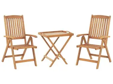 Bistro Set Folding JAVA Acacia Wood Light Brown - Garden & Balcony