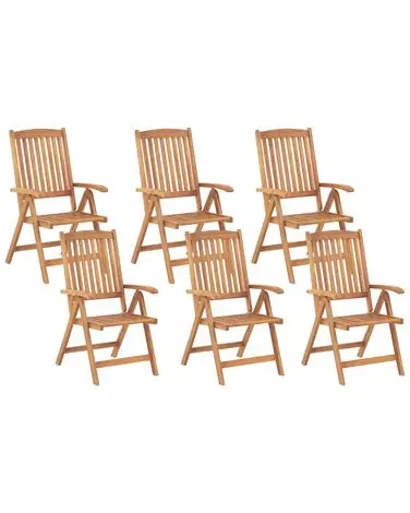Set of 6 Garden Chairs JAVA Acacia Wood Light Brown - Garden & Balcony