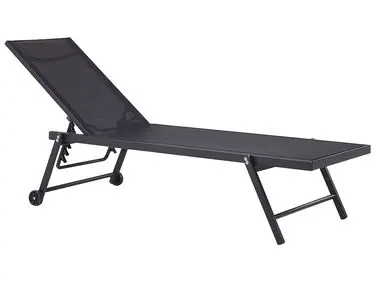 Sun Lounger PORTOFINO Reclining Metal Black - Garden & Balcony