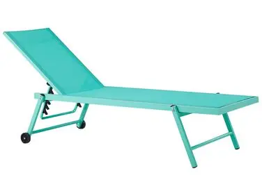 Sun Lounger PORTOFINO Reclining Metal Turquoise - Garden & Balcony
