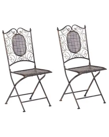 Set of 2 Garden Chairs BORMIO Folding Metal Black - Garden & Balcony