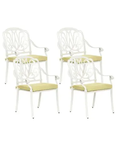 Conjunto de 4 sillas de jardín con cojines ANCONA Metal Blanco crema - Jardín y balcón