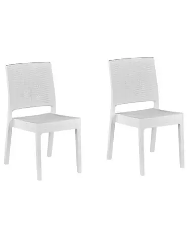 Set of 2 Garden Chairs FOSSANO Synthetic Material White - Garden & Balcony