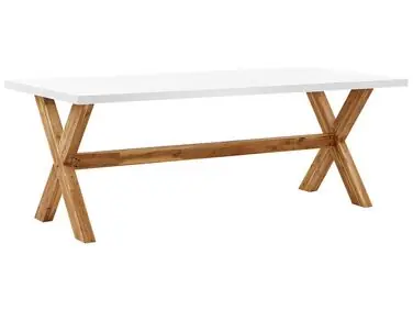 Mesa de jardín OLBIA 200 cm 100 cm Cemento Blanco - Jardín y balcón