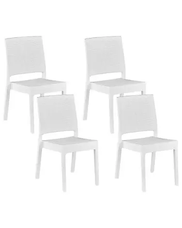 Conjunto de 4 sillas de jardín FOSSANO Material sintético Blanco - Jardín y balcón