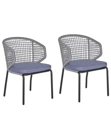 Conjunto de 2 sillas de jardín con cojines PALMI Metal Gris - Jardín y balcón