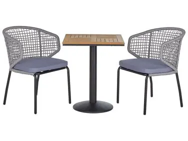 Bistro Set with Cushions PALMI Metal Grey - Garden & Balcony