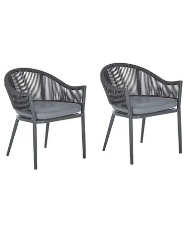 Conjunto de 2 sillas de jardín con cojines MILETO Metal Gris - Jardín y balcón
