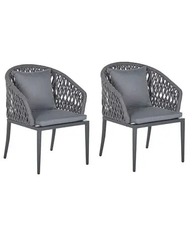 Conjunto de 2 sillas de jardín con cojines LIPARI Metal Gris - Jardín y balcón