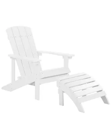 Silla de jardín ADIRONDACK con reposapiés Blanco - Jardín y balcón