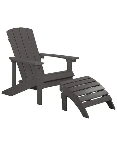 Silla de jardín ADIRONDACK con reposapiés Gris oscuro - Jardín y balcón