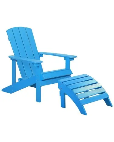 Silla de jardín ADIRONDACK con reposapiés Azul - Jardín y balcón