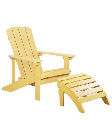 Garden Chair ADIRONDACK with Footstool Yellow - Garden & Balcony