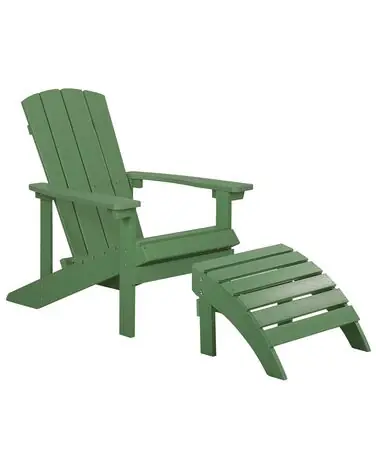 Silla de jardín ADIRONDACK con reposapiés Verde - Jardín y balcón