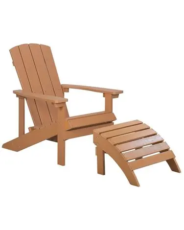 Silla de jardín ADIRONDACK con reposapiés Marrón - Jardín y balcón