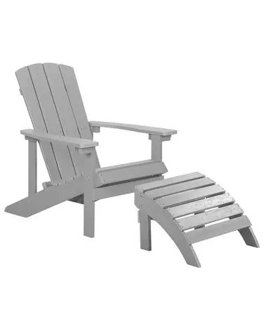 Garden Chair ADIRONDACK with Footstool Light Grey - Garden & Balcony