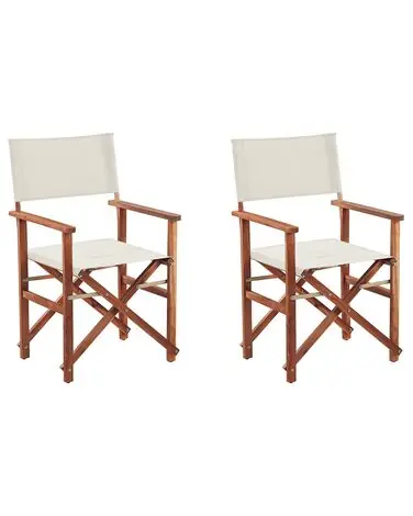 Conjunto de 2 sillas de jardín CINE Madera de acacia Blanco crema - Jardín y balcón