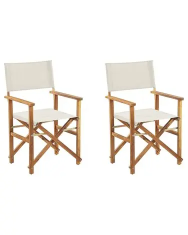 Conjunto de 2 sillas de jardín CINE Madera de acacia Blanco crema - Jardín y balcón