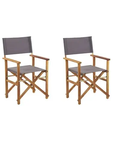 Set of 2 Garden Chairs CINE Acacia Wood Grey - Garden & Balcony