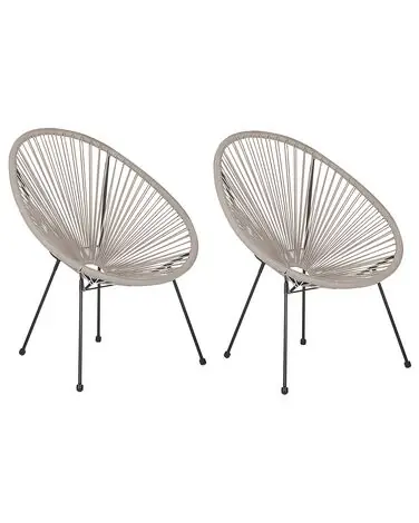 Set of 2 Garden Chairs ACAPULCO II PE Rattan Light Grey - Garden & Balcony